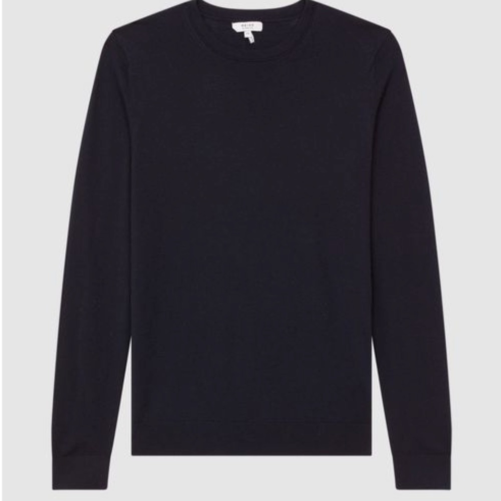 NWT Reiss Navy Blue Merino Wool Wessex Crewneck Sweater - Picture 8 of 9